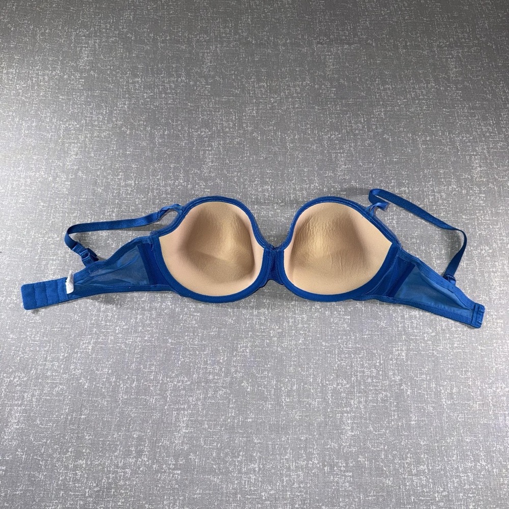 Wacoal Bra Womens 36D Blue Lace T-Shirt Underwire Padded Molded Lined Floral - Picture 7 of 9